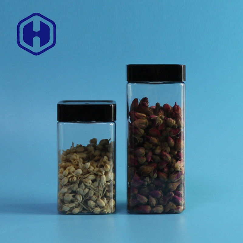 Clear Empty Leak Proof Plastic Jar Biskuit Kemasan Beras 555ml Food Square PET Jar
