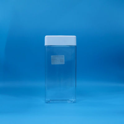 Mudah Buka Makanan Transparent PET persegi Plastik Permen Keks Botol Putih Tutup Plastik