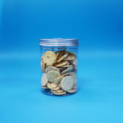 Perlengkapan Makanan Permen Cookie transparan PET Plastik Botol Bulat Aluminium Tutup Datar