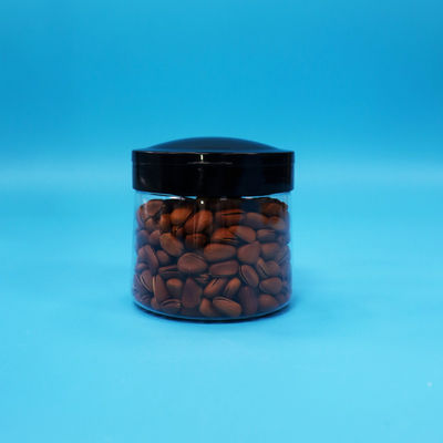 Makanan Berkualitas Plastik Bulat Kecil Penyimpanan Botol Transparan Plastik Tutup Sekrup Hitam