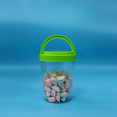 Besar bundar Green Handle Caps Candy transparan PET Plastik Food Jars