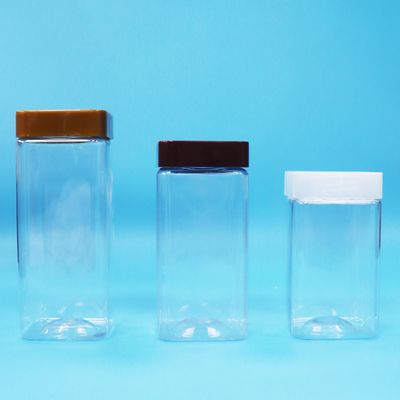 Transparent Pistachio Walnut Kernel Pine Nut PET Square Plastic Jar Screw Flat Lid