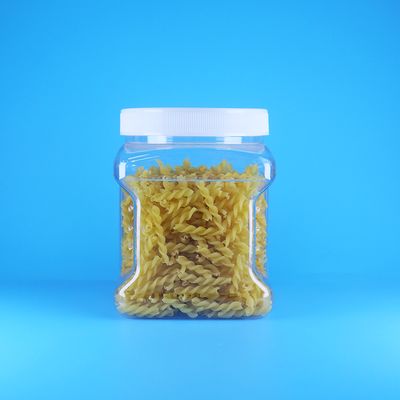 Toples Plastik PET Persegi Transparan dengan Tutup Datar Ulir untuk Jari Spons Biskuit