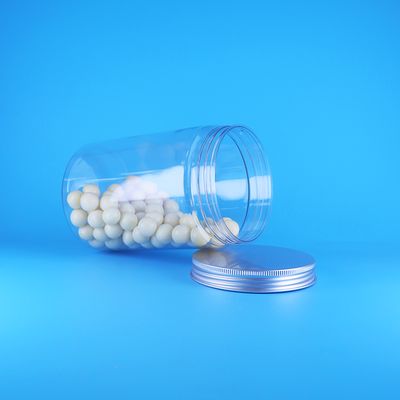 Toples Bulat Tinggi PET Plastik Mulut Lebar Transparan untuk Makanan Bayi Permen, Tutup Datar Aluminium