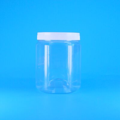 Toples Plastik PET Bening Bentuk Heksagonal untuk Kue, Kacang Pecan, Kentang Goreng Kering, Tutup Datar Putih