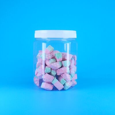 Toples Plastik PET Transparan Berbentuk Segi Enam dengan Tutup Ulir untuk Tablet Susu Gula Kelapa dan Vitamin