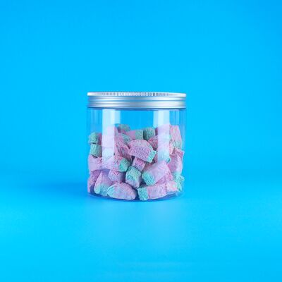 Bulat Aluminium Mudah Buka Tutup Makanan Permen Kue Jasmine Teh Plastik bening PET Jar