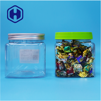Airtight Square Transparent PET Plastik Jar Plastik Sekrup Tutup Makanan Permen Kue