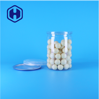 Toples Permen Plastik PET Transparan Bulat dengan Tutup PE, Food Grade