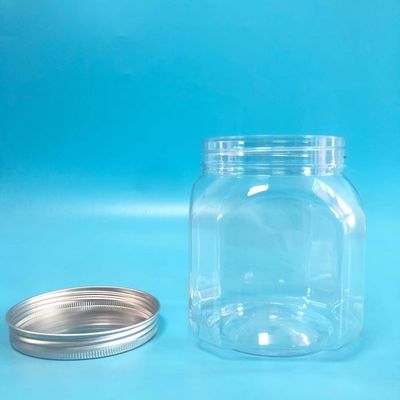 Clear Rectangular 820ml Plastic Cookie Jars Untuk Camilan Coklat